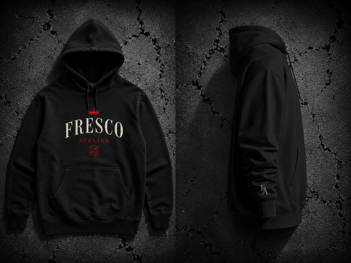 Noir Hoodie - Front and Side mockup