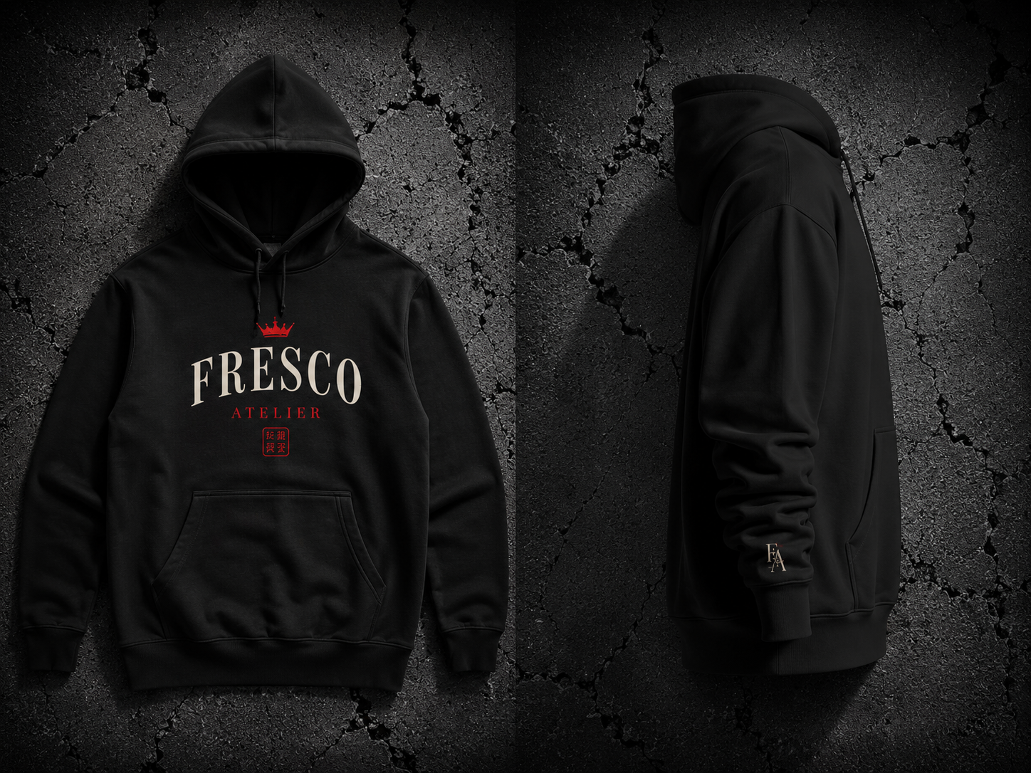 Noir Hoodie - Front and Side mockup